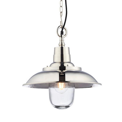 Endon Lighting Langley Bright Nickel with clear Glass Pendant Light
