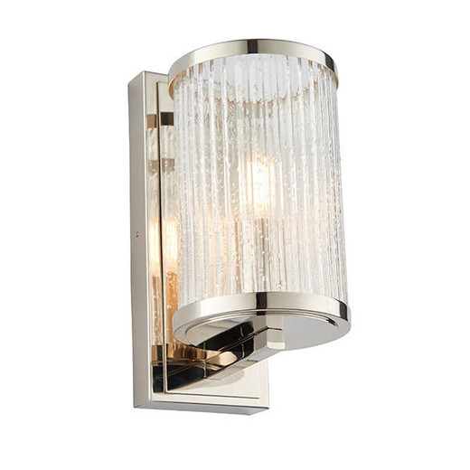 Endon Lighting Easton Bright Nickel with Ribbed Glass Wall Light