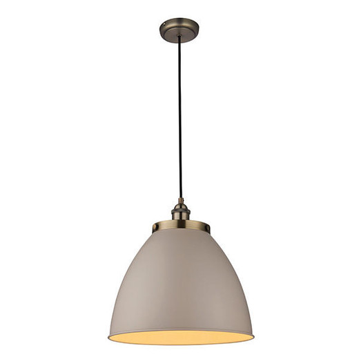 Endon Lighting Franklin Taupe and Antique Brass 320mm Pendant Light