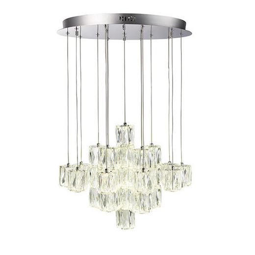 Endon Lighting Prisma 30 Light Chrome and Clear Crystal Pendant Light