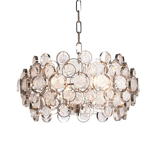 Endon Lighting Marella 4 Light Bright Nickel with Handmade Glass Pendant Light