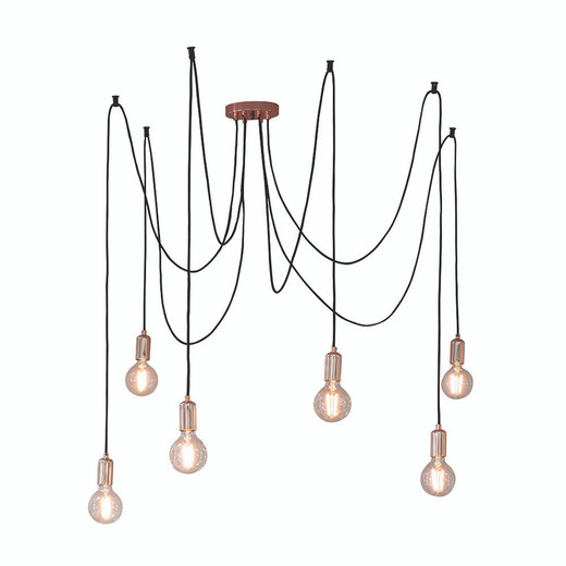 Endon Lighting Studio 6 Light Copper with Black Fabric Flex Pendant Light