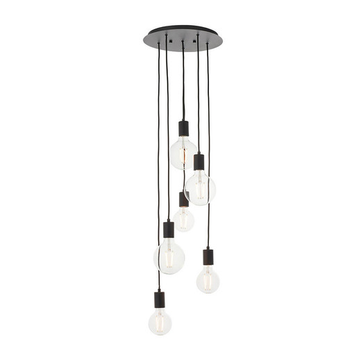 Endon Lighting Studio 6 Light Matt Black with Black Fabric Flex Pendant Light