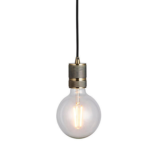 Endon Lighting Urban Antique Brass with Black Fabric Flex Pendant Light