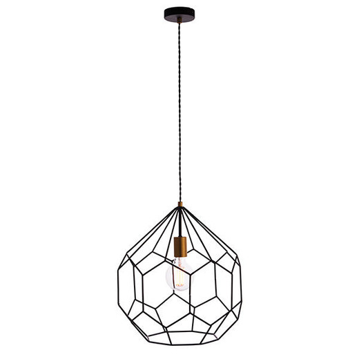 Endon Lighting Deco Matt Black and Satin Gold Pendant Light