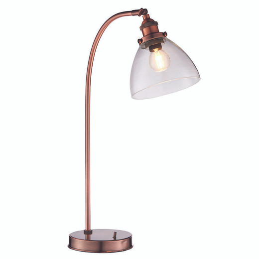 Endon Lighting Hansen Aged Copper and Clear Glass Adjustable Table Lamp