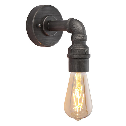 Endon Lighting Pipe Aged Pewter Industrial Wall Light