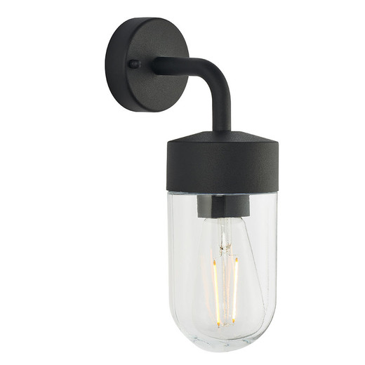 Endon Lighting North Matt Black with Clear Glass IP44 Wall Light