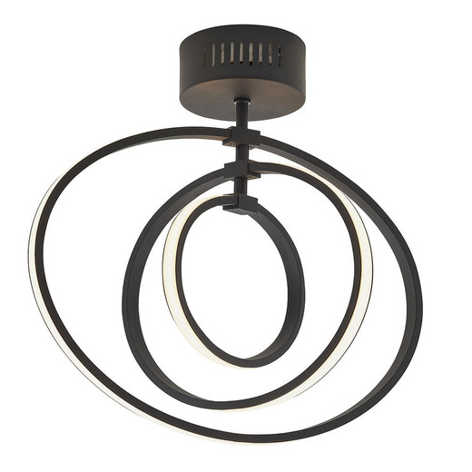 Endon Lighting Avali Matt Black with White Diffuser Adjustable Semi-Flush Ceiling Light
