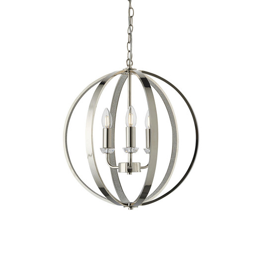 Endon Lighting Ritz 3 Light Bright Nickel Pendant Light