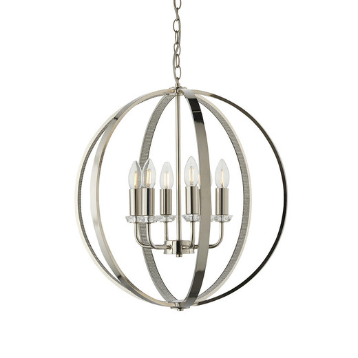 Endon Lighting Ritz 6 Light Bright Nickel Pendant Light