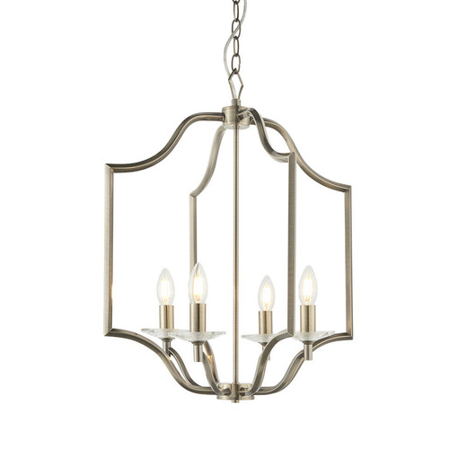 Endon Lighting Lainey 4 Light Antique Brass with K5 Crystal Pendant Light