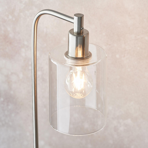 Endon Lighting Toledo Brushed Nickel and Clear Glass Table Lamp