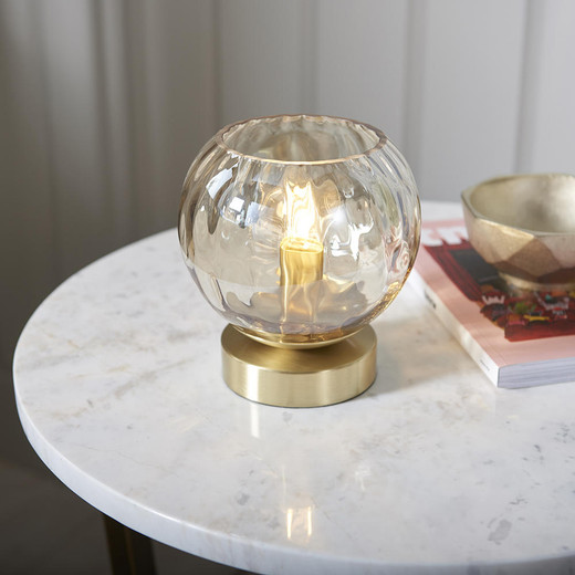 Endon Lighting Dimple Brushed Brass with Champagne Glass Table Lamp