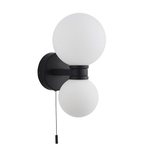 Endon Lighting Pulsa 2 Light Matt Black with Opal Glass Wall Light