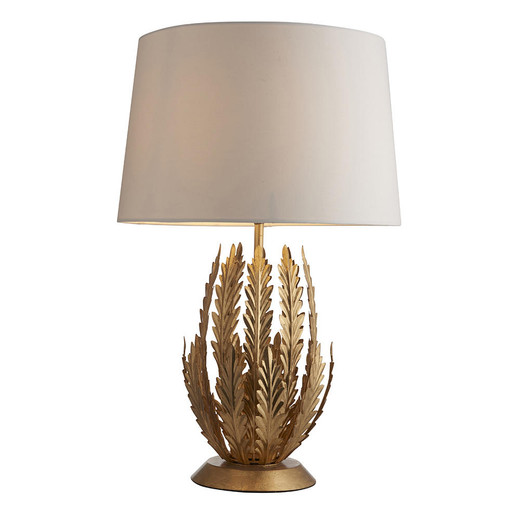 Endon Lighting Delphine Gold Leaf with Ivory Cotton Shade Table Lamp