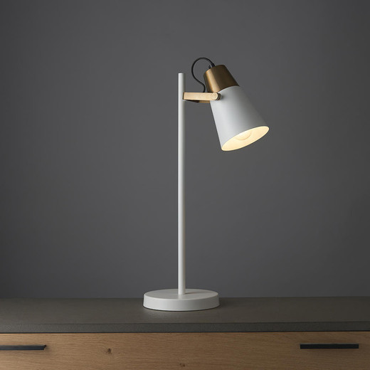 Endon Lighting Gerik White Painted with Aged Brass Adjustable Table Lamp