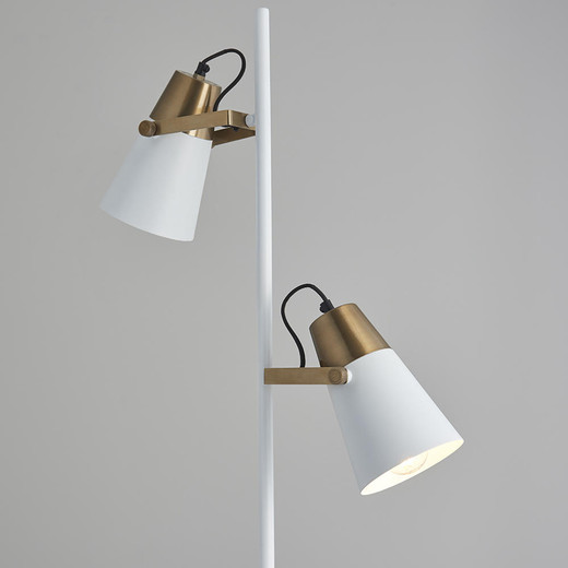 Endon Lighting Gerik 2 Light White Painted with Aged Brass Adjustable Floor Lamp