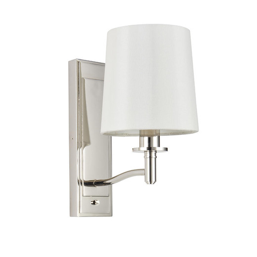 Endon Lighting Ortona Bright Nickel with Vintage White Shade Wall Light