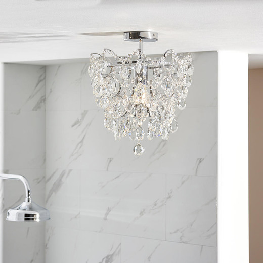 Endon Lighting Alisona Chrome with Clear Faceted Crystal Glass Flush Ceiling Light