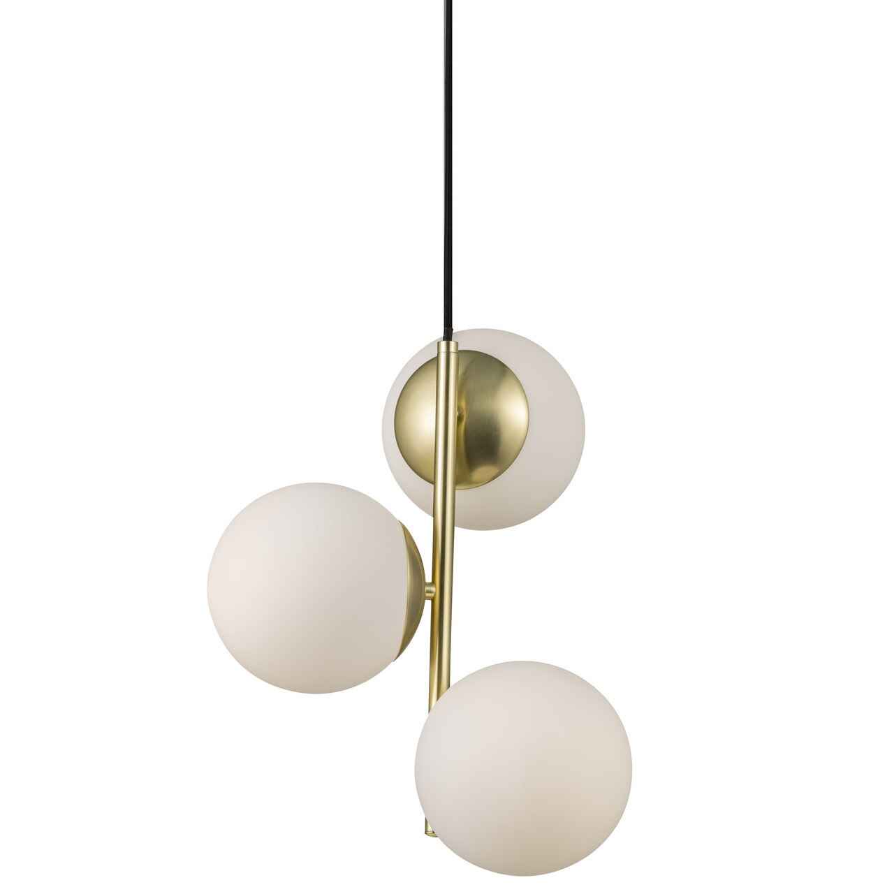 Lilly 3 Light Brass, Opal White Glass 