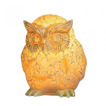 Rustic Copper Table Top Novelty Owl Mosaic Tiffany Glass Table Lamp