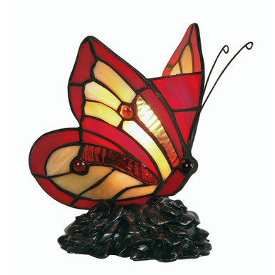 Rustic Copper Table Top Novelty Butterfly Tiffany Table Lamp
