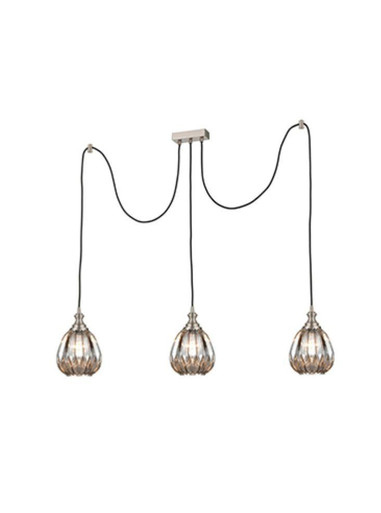 Refract 3 Light Satin Nickel Bar with Smoked Glasses 18cm Cluster ...