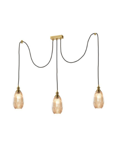 Refract 3 Light Bronze Bar with Amber Glasses 15cm Cluster Pendant Light