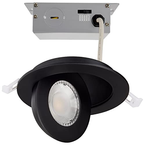 Satco S11842 LED Low-Profile Gimbal Downlight, CCT Selectable 2700K/3000K/ 3500K/4000K/5000K, 4 Inches, Black