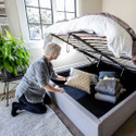 Justin King Storage Bed - Greige