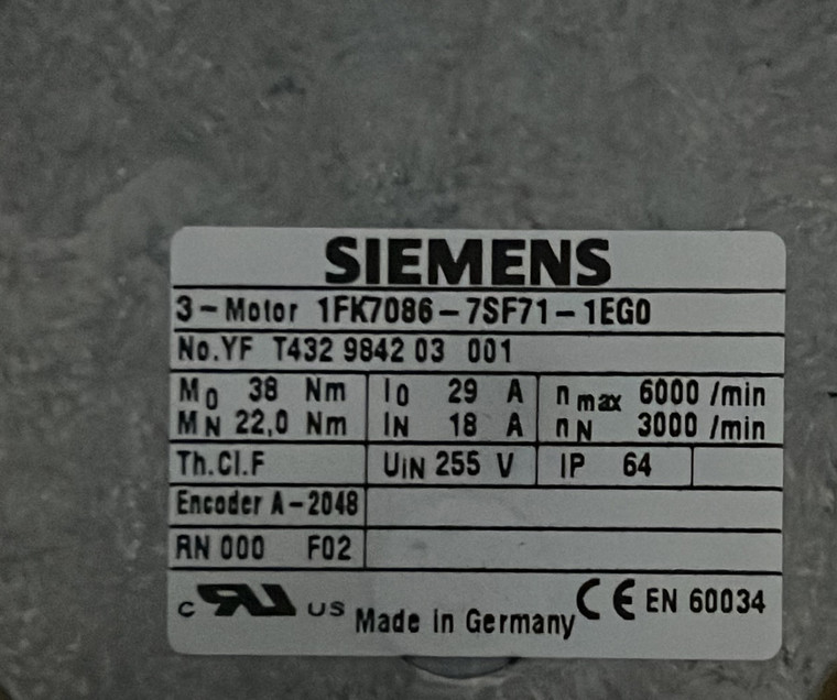 1FK7086-7SF71-1EG0 Siemens servomotor