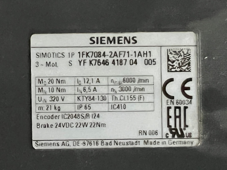 1FK7084-2AF71-1AH1 Siemens servomotor