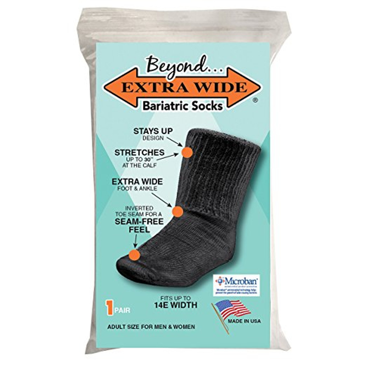 2Pack Beyond Extra Wide Bariatric Socks up to 14E Width for Extreme  Lymphedema Made in USA