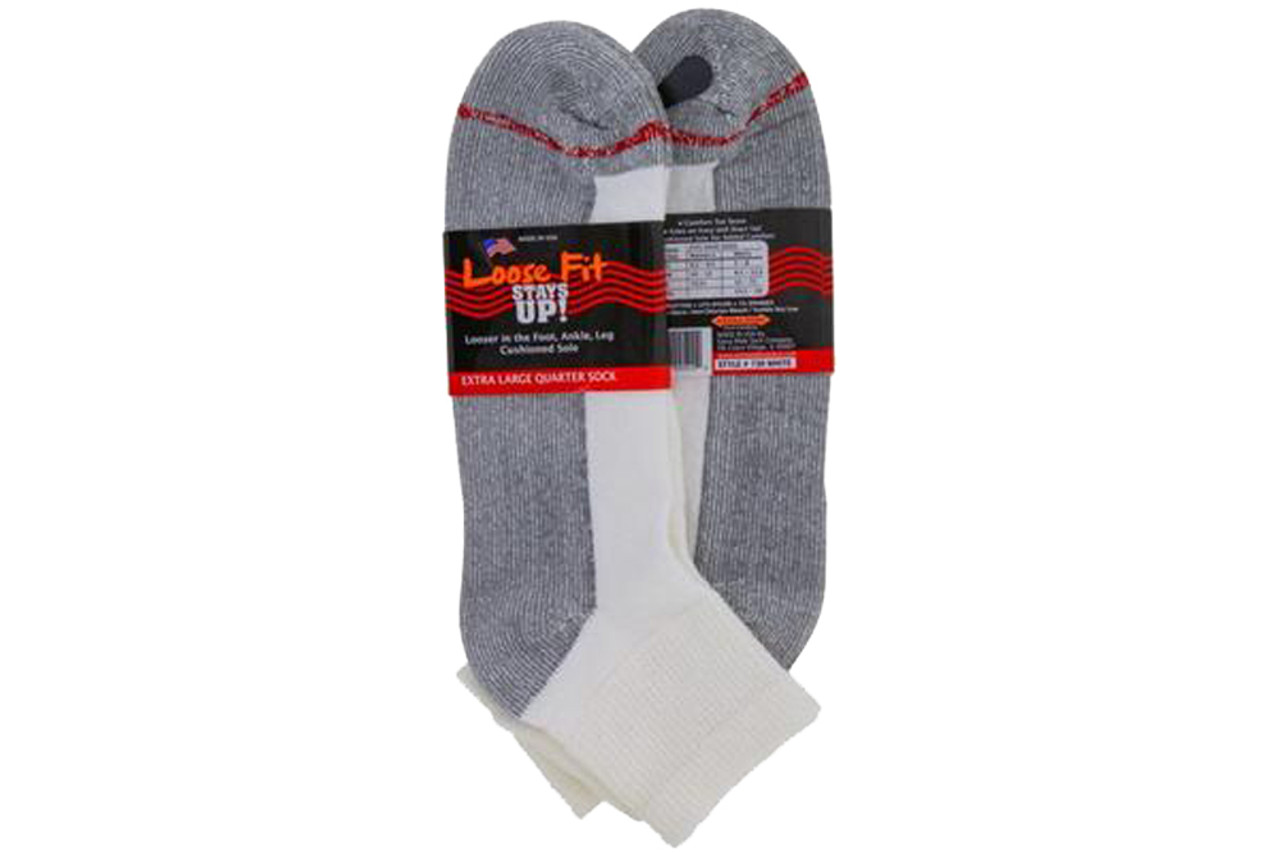 Loose Fit Stays Up Cotton Casual Quarter Socks White / Large