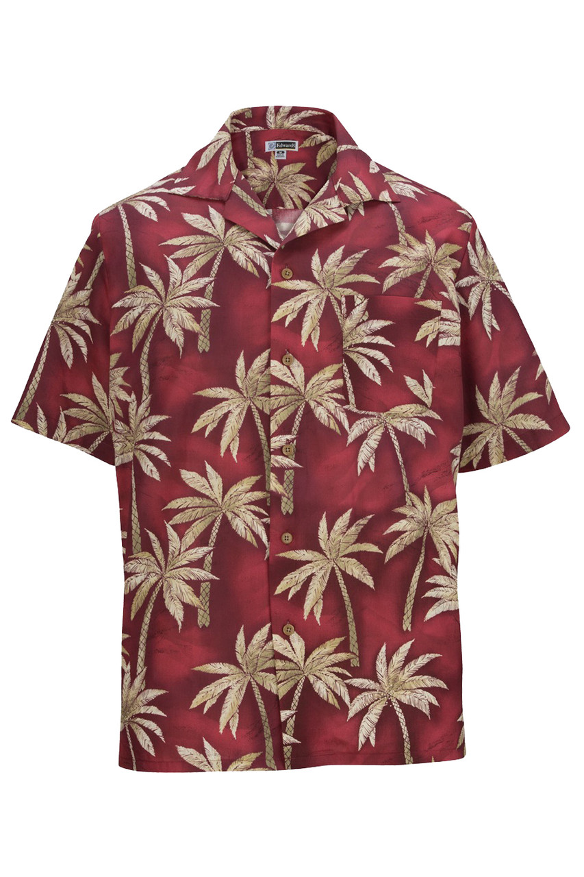 Edwards Tropical Palm Tree Camp Shirt, 2 Colors, 2X, 4X, 5X, 6X
