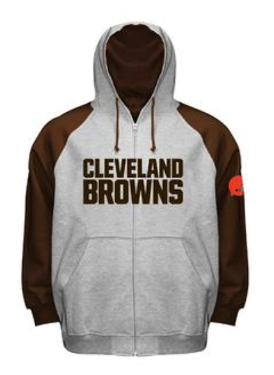 NFL Cleveland Browns Full Zip Raglan Hoodie XLT 2XT 3X 4X