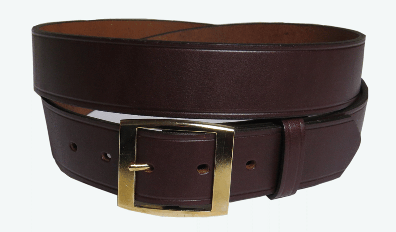 Leather belt with gold-toned buckle - Brown