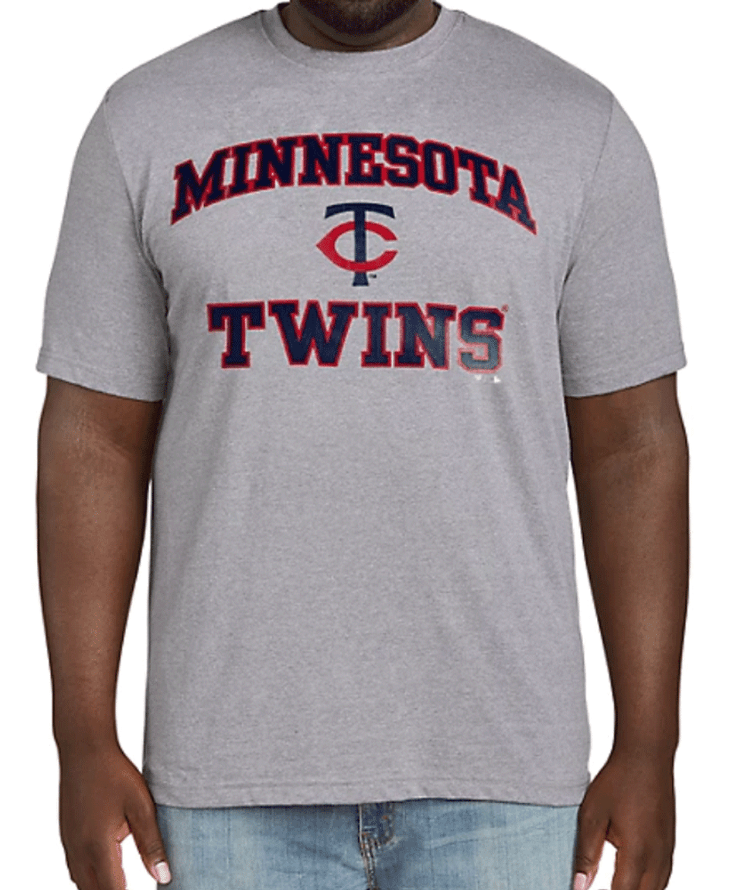 Big & Tall Outlet Fanatics MLB Minnesota Twins Heather Gray Short Sleeve Tee Shirt 2x Black/White/Multi