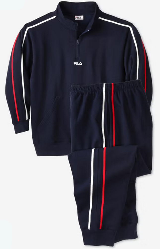 Fila 2-Piece Fleece Quarter Zip Track Suit, XLT, 3XT Big and Tall