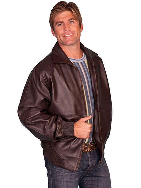 Scully Zip Front Lamb Leather Jacket, Brown 5X