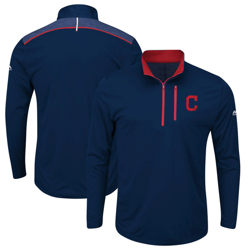 Cleveland Indians Majestic Hoodie Pullover Sweatshirt Baseball Blue C Size  XXL