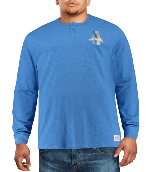 Men's Mitchell & Ness Blue Detroit Lions Team Captain V-Neck Long