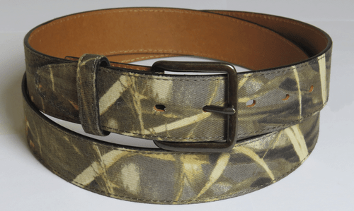 Real Tree Camo Pattern Twill and Bonded Leather Belt Size 46, 48