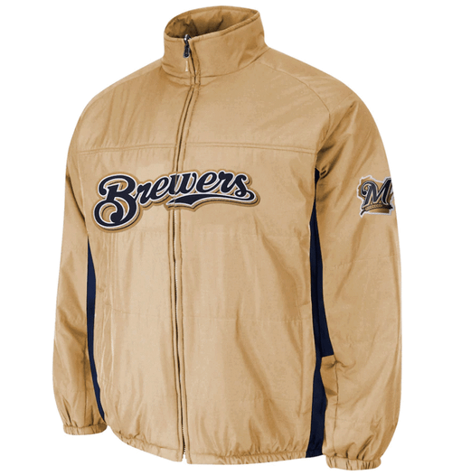 Majestic Milwaukee Brewers Double On-Field Jacket, 3X, 4X, 5X, 6X