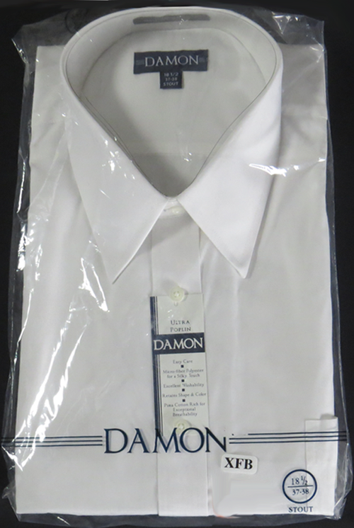 Damon Long Sleeve White Dress Shirt 18.5 37/38 Stout Damon Long Sleeve White Dress Shirt 18.5 37/38 Stout
