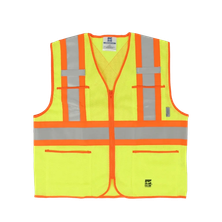 Open Road Zipper Safety Vest, green, front view