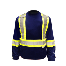 Viking Safety Cotton Lined Long Sleeve Shirt, navy, front view