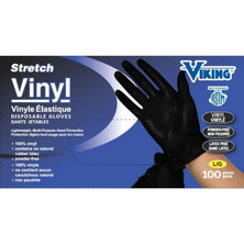 Viking Black Stretch Vinyl Disposable Gloves