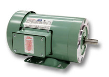 A green AGI 1.5 HP premium efficiency 3-phase electric motor with a 56HC frame, equipped with mounting feet, a C-face flange, and a side junction box.